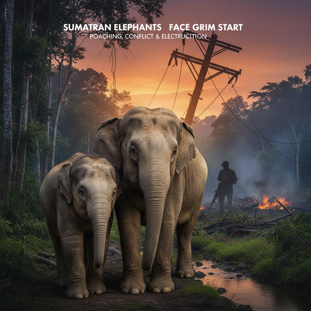 Sumatran Elephants Face Grim Start: Poaching, Conflict & Electrocution