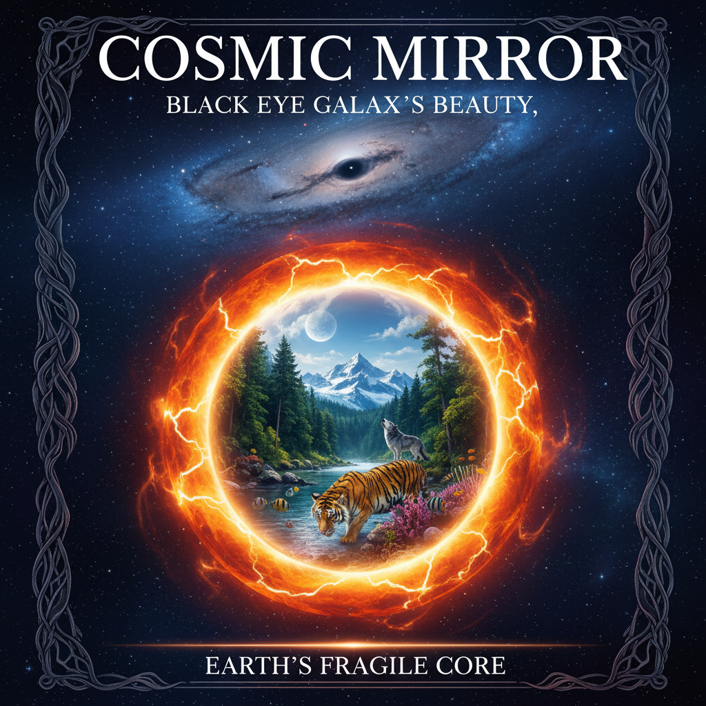 Cosmic Mirror: Black Eye Galaxy’s Beauty, Earth’s Fragile Core